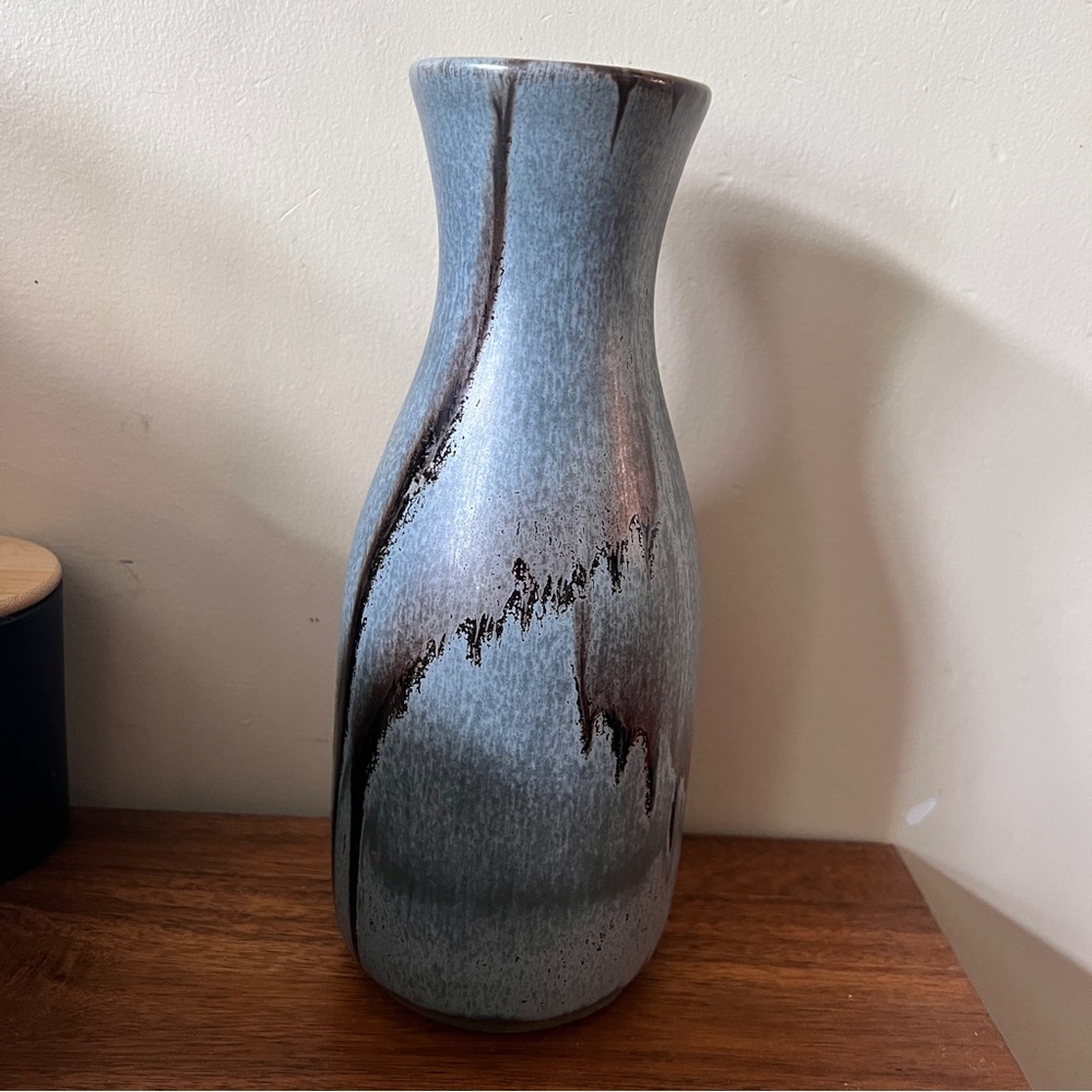 Vintage Blue Mountain Pottery |BMP |Blue with Brown Ceramic Accent Vase